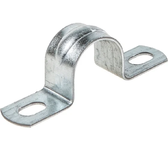 Скоба двухлапковая СЗХИ 38-40 мм металлическая для труб, металлорукава и кабеля оц. сталь (уп. 250 шт) СМДС00414